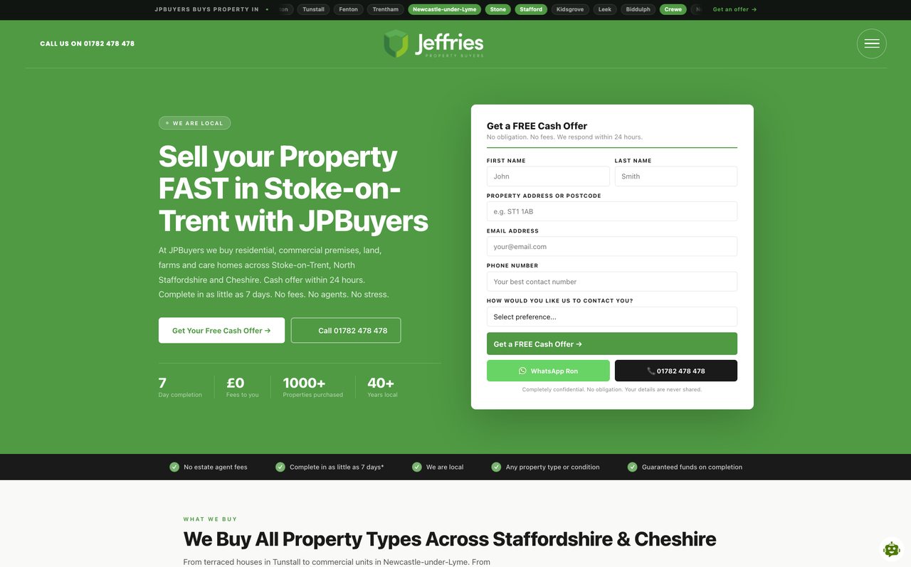 Jeffries Property Buyers website
